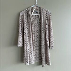 JM Collection Taupe Open Knit Soft Cardigan Sweater